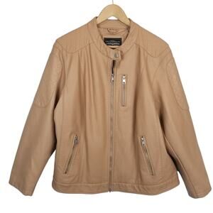 Levi's Women's Tan Faux Leather Moto Jacket Size 2X